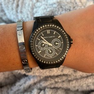 Vince Camuto Swarovski Crystal Matte Black Watch